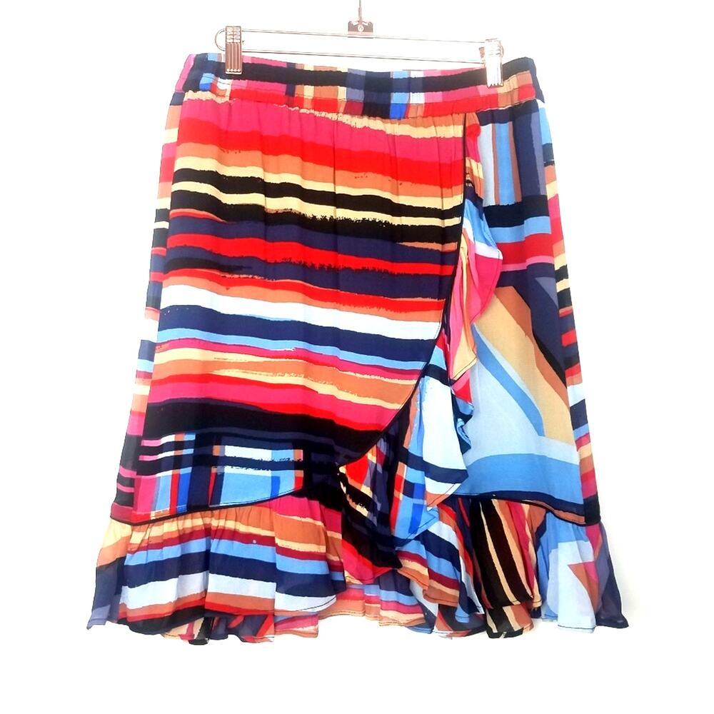 Catherine Malandrino | Multicolored Ruffle Skirt Abstract Colorful New! Medium